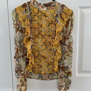 Zara - EMBROIDERED FLORAL PRINT BLOUSE